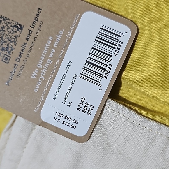 Patagonia Funhoggers Yellow Shorts Size XXL NWT - Picture 5 of 9